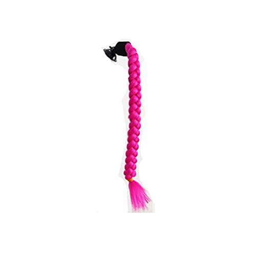 Uposao Casco de moto, coleta de caballo con ventosa, casco Pigtails, accesorios para el pelo, trenzas para motocicleta, accesorios para el casco, peluca para mujer, rosa