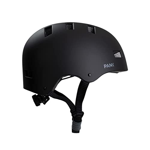 PANK Urban Premium Casco Bicicleta Adulto Patinete electrico ciclisimo Hombre Mujer Casco Skater BMX Halfpipe Casco Bicicleta con luz Trasera LED & Acolchado Blando, Negro Mate, M (55-58 cm)