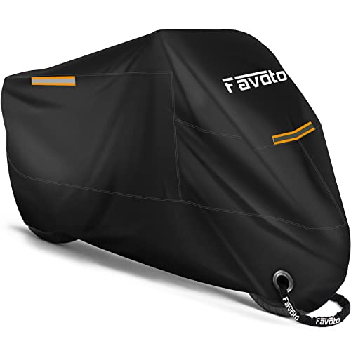 Favoto Funda para Moto Cubierta de la Motocicleta 210T Protectora Poli&eacute;ster con Banda Reflectante a Prueba de Sol Agua Lluvia Polvo Viento Nieve Excremento de P&aacute;jaro al Aire Libre XXL 245cm