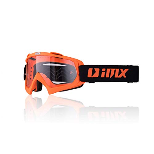 iMX Gafas Mud | Lente transparente | Correa con estampado de silicona | Espuma de tres capas | Incluye una lente | Motocross Enduro Mtb Downhill Freeride, orange matt, one size