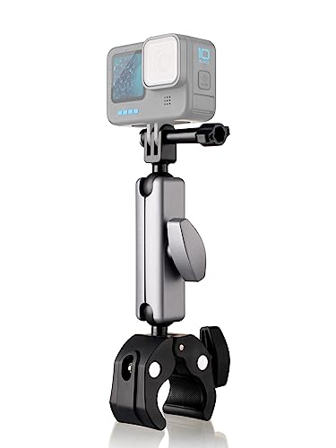 Lammcou Soporte para motocicleta Go Pro, Soporte de manillar de bicicleta de aluminio invisible para c&aacute;mara de acci&oacute;n con cabeza de bola giratoria de 360&deg;, Bike Handlebar Mount para Hero 12 11