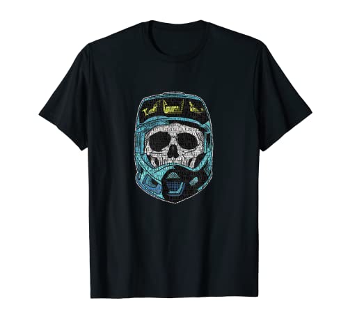 Esqueleto de bicicleta de montaña con casco de descenso Camiseta