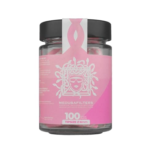 Medusafilters Filtro de carb&oacute;n activo Premium Slim &Oslash; 6 mm | ROS&Eacute; Edition | con tapas de fibra vegana y c&aacute;scara de coco carb&oacute;n activo para fumar menos contaminantes