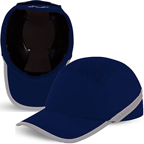 BWOLF TRIVOR Gorra Seguridad Trabajo Casco Obra Casco Seguridad con Carcasa ABS EN 812, Tira Reflectante, BLU Scuro, Talla &uacute;nica