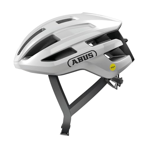 ABUS Casco de ciclismo de carretera PowerDome MIPS - casco de ciclismo ligero con sistema de ventilaci&oacute;n inteligente y protecci&oacute;n contra impactos - Made in Italy - para hombre y mujer - blanco, S