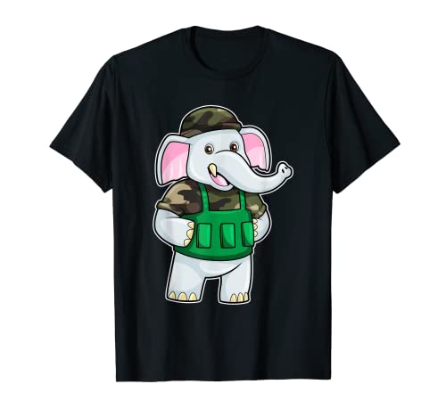 Elefante Soldado Casco Camiseta