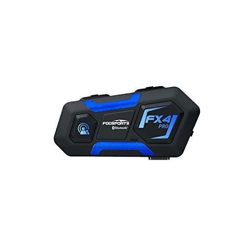 FODSPORTS FX4 Pro Intercomunicador Moto con FM,Auricular para Casco Moto Apoyan GPS por Voz,Hi-Fi Sonido Estéreo con CVC,Manos Libres Bluetooth 4 Personas para Motociclista,árbitro,Esquiador