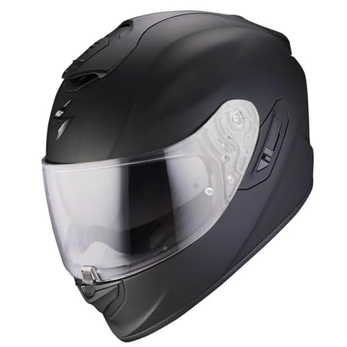 Scorpion Exo 1400 EVO II Air Fibra Negro Mate | Casco de Moto Integral con Visor Solar + Pinlock Antivaho | Unisex Hombre y Mujer Homologado ECE 22.06 (S)
