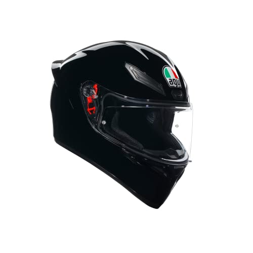 AGV - K1 S E2206, Casco Moto Integral Hombre ECE, con Aleron Aerodin&aacute;mico, Ventilaciones y Visera Resistente a Ara&ntilde;azos, Campo de Visi&oacute;n de 190&deg;, Intercomunicador Casco Moto, Negro