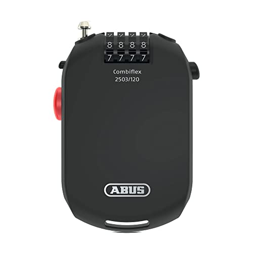 Candado especial ABUS Combiflex 2503/120 - Adecuado como candado de equipaje, candado de esqu&iacute;, candado de casco - Cable de acero de 120 cm - con c&oacute;digo de combinaci&oacute;n - Negro