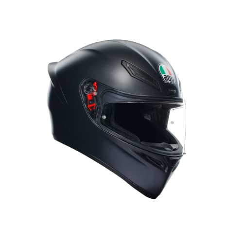 AGV - K1 S E2206, Casco Moto Integral Hombre ECE, con Aleron Aerodin&aacute;mico, Ventilaciones y Visera Resistente a Ara&ntilde;azos, Campo de Visi&oacute;n de 190&deg;, Intercomunicador Casco Moto, Negro Mate