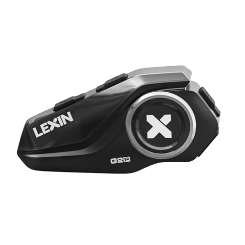 LEXIN G2P Intercomunicador Casco Moto Bluetooth con 6 Cubiertas Reemplazables, Sistema de Comunicación de 6 Vías para Motocicleta, Auriculares Manos Libres para Motocicleta/ATV/Bicicleta/Motonieve