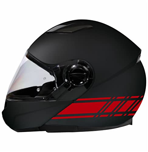 DualColorStampe Pegatinas para casco de moto scooter casco universal rayas diseño deportivo pegatinas COD.C0057(rojo)