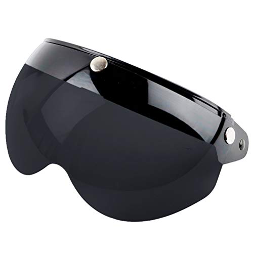 Wopohy Visera de Casco Universal 3 pulsador Protección Solar a Prueba de Viento Casco de Moto Retro de Media Cara Visera para Casco de Moto