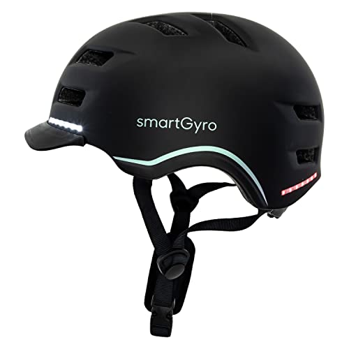 smartGyro Casco Inteligente - Smart Helmet Pro con luz de Frenado Automática, Intermitentes, Negro, L