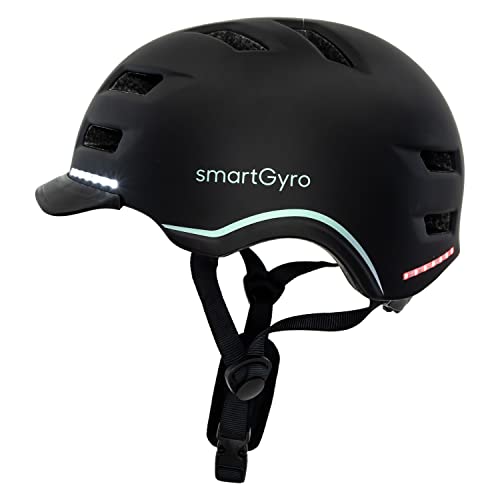 smartGyro Casco Inteligente - Smart Helmet Pro con luz de Frenado Autom&aacute;tica, Intermitentes, Tama&ntilde;o M, Altavoces, Bluetooth, Manos Libres, Mando para el Manillar, Color Negro