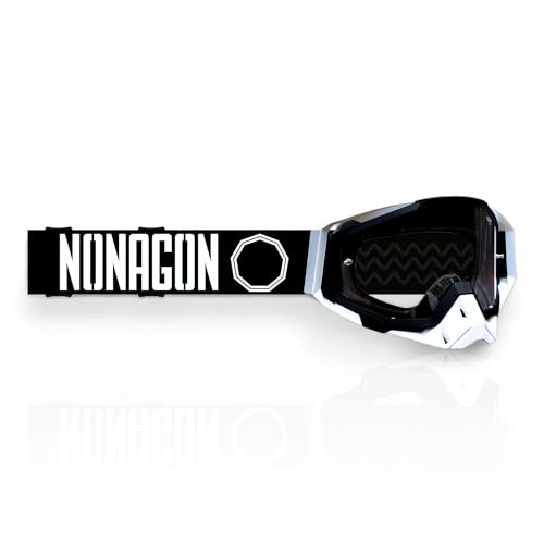 NONAGON BRAND Gafas de Moto, Motocross, Enduro, Trial, Ciclismo Monta&ntilde;a, MTB, DH, ATV, Quad, Deportes aire libre, Hombre y mujer, Lentes 100% transparentes, Antivaho