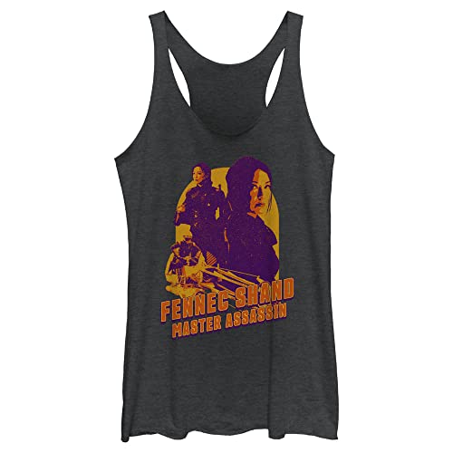 STAR WARS Book of Boba Fett Shand Assassin - Camiseta sin mangas para mujer, Negro Heather, M