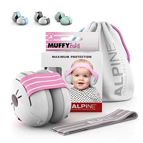Alpine Muffy Baby Orejeras para bebés - Orejeras para bebés y niños de hasta 36 meses - Previene daños auditivos - Mejora el sueño en movimiento - fácil de ajustar - Rosa