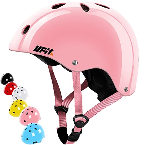 UniqueFit Ni&ntilde;os Casco Juvenil Ni&ntilde;os Ni&ntilde;as Casco Ajustable para Ciclismo Patineta Scooter Patineta BMX BMX (Rosa Brillante, Small(3-8 a&ntilde;os))