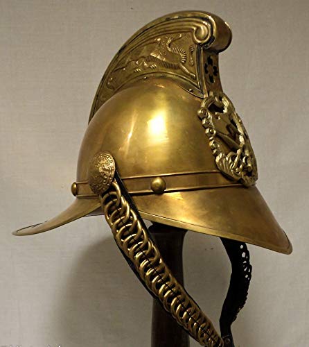 Casco de bombero brit&aacute;nico antiguo, r&eacute;plica de lat&oacute;n hecho a mano