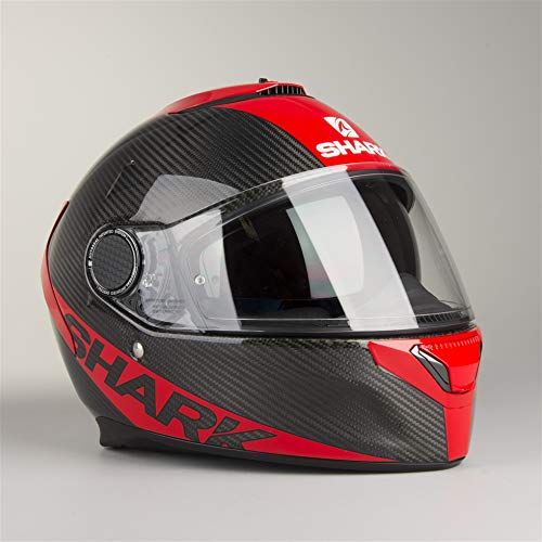 Shark. Casco de moto Spartan, de fibra de carbón DRR, color Negro/Rojo, talla S