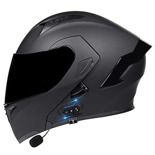 Casco de Moto Modular Bluetooth Integrado con Doble Anti Niebla Visera Cascos de Motocicleta ECE Homologado Prueba de Viento para Adultos Hombres Mujeres 55~60cm