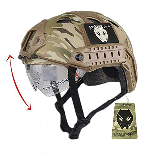 ATAIRSOFT Emerson Casco r&aacute;pido t&aacute;ctico de Paintball del ej&eacute;rcito Militar Tipo PJ con Gafas MC
