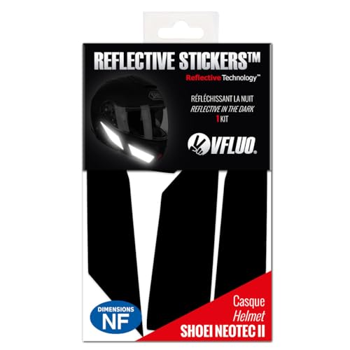 VFLUO - Gama de Pegatinas Retro Reflectantes - Casco Moto SHOEI NEOTECII&trade; - Tiras Homologadas FR - Tecnolog&iacute;a 3M&trade; - Visibilidad & Resistencia &ndash; Discreta & Dise&ntilde;o - Adherencia m&aacute;xima - Negro
