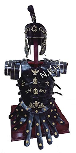 Nautical Replica Hub Casco romano medieval de armadura muscular, con cinturón de piel, con soldadura, disfraz de Halloween