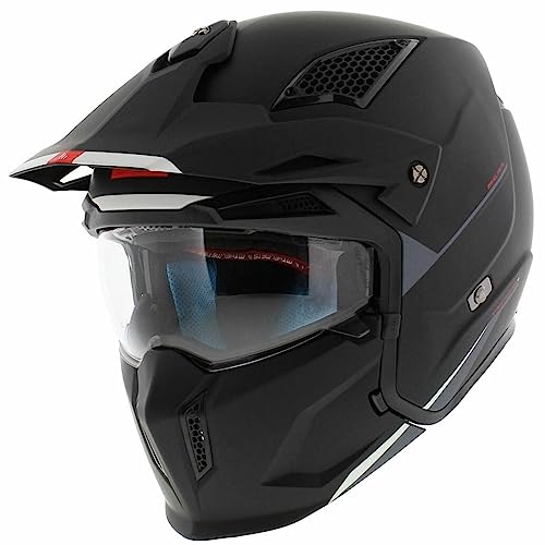 Casco MT Streetfighter SV Solid Negro Mate | Casco de Moto Street Caf&eacute; Racer | Unisex Helmets (M)
