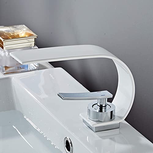 HIGOH Grifos, Manijas de Doble Orificio Dere Dual Manejas de la Batidora Fr&iacute;a Y Fr&iacute;a Grifo Creativo Cascada para la Cascada Buque de Ba&ntilde;o Buque Mezclador de Lavabo