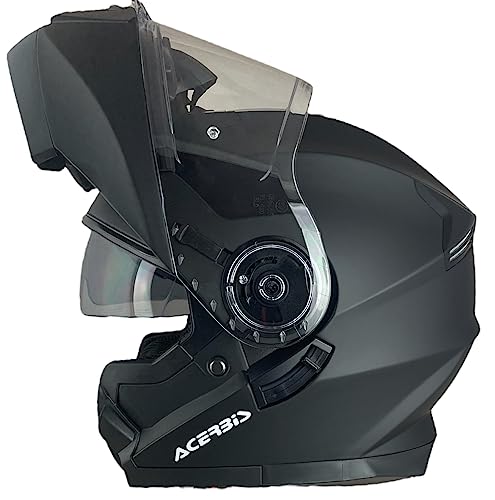 ACERBIS Casco Serel 22.06 Negro Mate Talla L ( 59/60) Casco Modular con Gafas de Sol Totalmente homologado