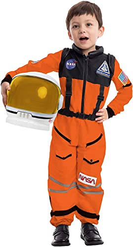 Spooktacular Creations Astronaut NASA Pilot Orange Costume Movable Space Visor Kids Helmet Halloween. (Toddler( 3- 4yrs ))