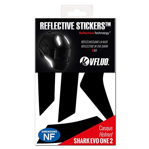 VFLUO EVO-One 2™, Kit 5 Adhesivos Retro-Reflectantes Casco Shark EVO-One 2™ y Compatible con Todos los Cascos de Motocicleta, 3M Technology™, Negro