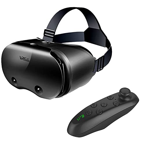Occhiali per realtà virtuale Con Occhiali VR 3D per videogiochi e film a 360 gradi in 3D per i.Phone, S.amsung, Android, obiettivo e pupilla regolabile Con Controller ( Nero)