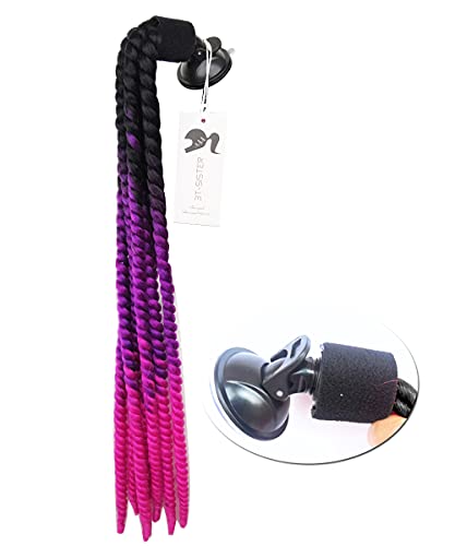 3T-SISTER - Cola de Caballo con Ventosa para Casco de Motocicleta, Trenzas rizadas, Pelo Sint&uml;&brvbar;Tico de Fibra, Color Degradado, 55,88 cm