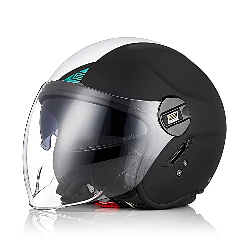 ORIGINE Casco Moto Jet Casco Moto Abierto Scooter con Doble Visera Homologado ECE (NEXT WHITE-BLUE-BLACK,M)