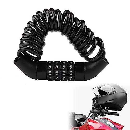 Candado Casco Moto, Candado para Casco, Bloqueo de Casco, Candado Bicicleta, Candado de Casco de Cable de Combinaci&oacute;n de C&oacute;digo de Seguridad Digital 4 Antirrobo, Para Bicicletas, Motocicletas