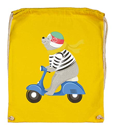 Druckerlebnis24 - Bolsa de tela para casco de moto, diseño de oso, color amarillo, tamaño talla única