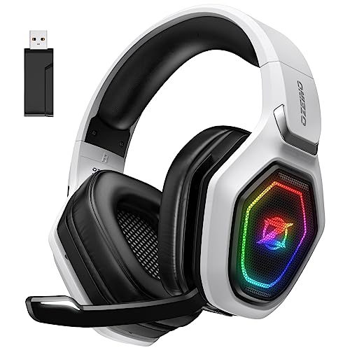 Ozeino Cascos Gaming Inal&aacute;mbricos para PC/PS5/PS4, Auriculares Gaming Inal&aacute;mbricos de 2,4GHz Wireless+Bluetooth, Baja Latencia Calidad de Sonido sin P&eacute;rdidas, Duraci&oacute;n 30Hr+