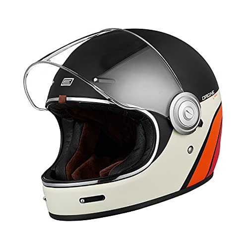 ORIGINE Casco Moto Integral Vintage ECE Homologado C&aacute;scara de Fibra de Vidrio con Visera(Classic Black,L)