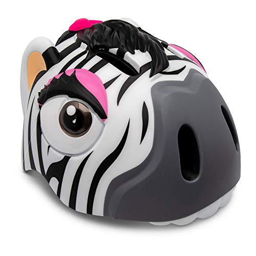 Casco de Bicicleta para ni&ntilde;o Crazy Safety | Casco de Bici para ni&ntilde;o de 2 a 7 a&ntilde;os para Skate, Bicicleta, Patinete, monopatin | Casco de Animal 3D Ligero y Ajustable 49-55 cm (Cebra Blanca y Negra)