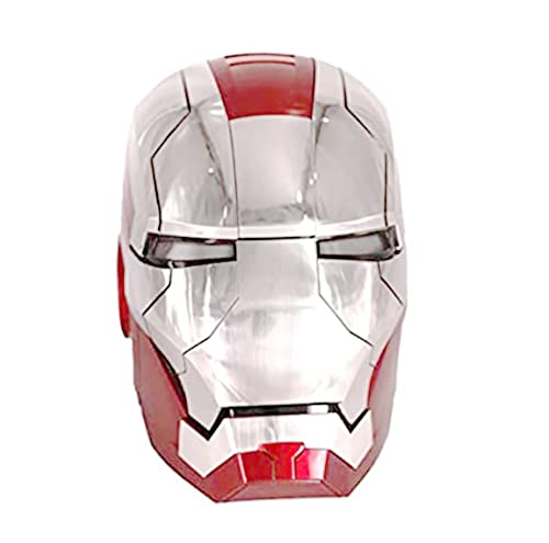AOKLEY 1: 1 casco portátil Iron Man Máscara electrónica cosplay MK5 Cascos control voz en inglés Accesorios cosplay Halloween Material para fanáticos superhéroes Casco,Silver-One size
