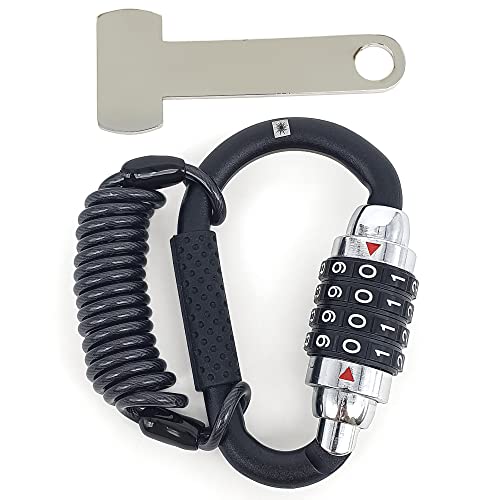 KRASER KR723B Candado Casco Motocicleta Antirrobo, C&oacute;digo Combinaci&oacute;n Moto, Adaptador T Hebilla, Carabinero Mosquet&oacute;n Bicicleta con Cable Acero Multifunci&oacute;n Seguridad Chaqueta Taquilla Equipaje