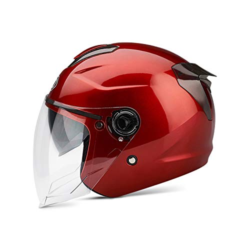 Galat&eacute;e Cascos De Motocicleta para Hombres y Mujeres, Cascos De Ciclomotor con Viseras.El Cabezal Anticolisi&oacute;n Protege La Seguridad Vial De Los Usuarios（Rojo）