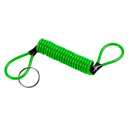 Lam90675var-306826 - Cable de Seguridad en Espiral para Moteros - antirrobo mecánico y para Casco - l Color Verde