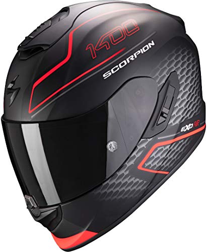 Scorpion CASCO MOTO EXO-1400 AIR GALAXY,UNISEXO,ROJO NE&Oacute;N MATE,XXL, xx-large