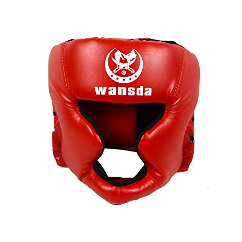Casco de Boxeo de Entrenamiento MMA - Protector de Cabeza de Cuero PU - Profesional Fighting Judo Kickboxing Head Guard Sparring Head Protector Ditanpu