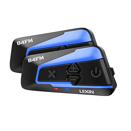LEXIN 2X B4FM Intercomunicador Casco Moto Bluetooth, Manos Libres Moto 1-10 Motoristas, Sistema Comunicación con Compartir Música Radio FM, Auriculares para Motocicleta/ATV